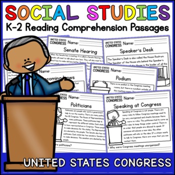Preview of US Congress Social Studies Reading Comprehension Passages K-2