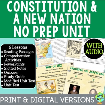 Preview of The Constitution & New Nation Unit - Lessons - Activities - Passages - Quizzes