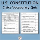 US Constitution Civics History Vocabulary Quiz