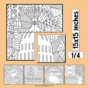 Preview of US Constitution Day Bulletin Board Math Craft Coloring Page Activities Classroom