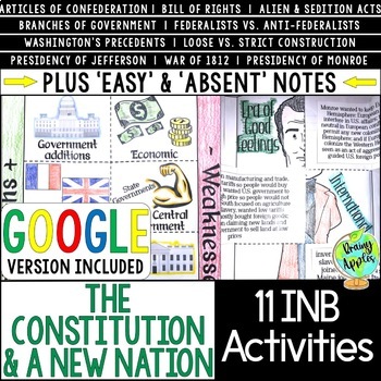 Preview of US Constitution & New Nation Interactive Notebook Activities, US History INB