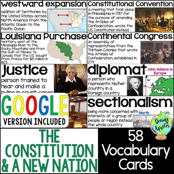 Preview of US Constitution & New Nation Vocabulary Word Wall Cards - Bulletin Board