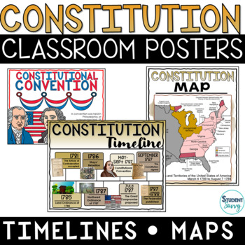 Preview of US Constitution Posters Timeline Map | American Constitution Posters