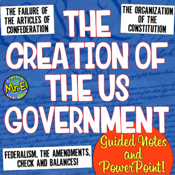 Preview of US Constitution PowerPoint and Notes Activity PLUS Teacher Guide