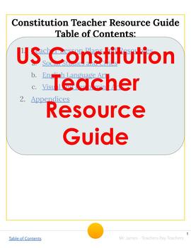 Preview of US Constitution Teacher Resource Guide - 40+ Lesson Plans!