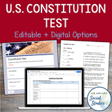US Constitution Test with Answer Key + Study Guide (Editab