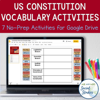 Preview of US Constitution Vocabulary Activities for Google Drive