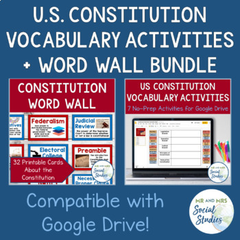 Preview of US Constitution Vocabulary Activity Set and Word Wall Bundle