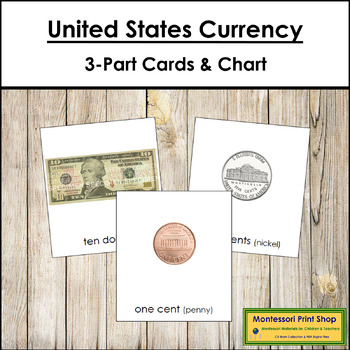 Preview of Currency of the United States of America 3-Part Cards - US Money