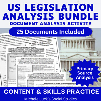 Preview of U.S. Document Analysis BUNDLE - Legislative Set of Acts, Amendments, Resolutions