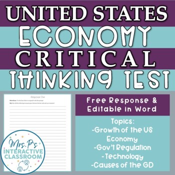 Preview of US Economy: Critical Thinking Unit Exam & Resources (Distance Learning!)