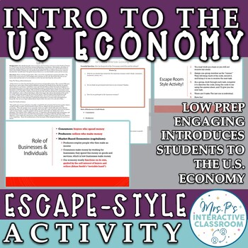 Preview of Intro to the US Economy Escape Room-Inspired Activity & Lesson (Distance Learn!)