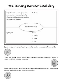 Preview of US Economy Overview Vocabulary Worksheets
