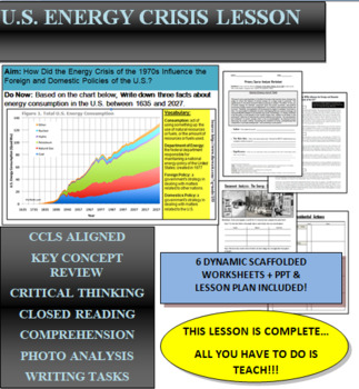 Preview of US Energy Crisis Lesson