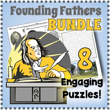 Preview of US FOUNDING FATHERS BUNDLE - 8 Word Search Puzzle Worksheet Activities