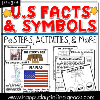 Preview of US Facts & Symbols 1st/2nd/3rd Grade-Activities & Colorful Informational Posters