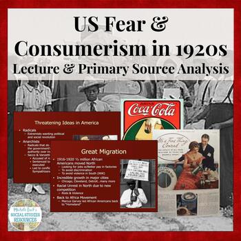 Preview of U.S. Fear & Consumerism of the Roaring 20s 1920s Powerpoint