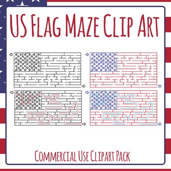 Preview of US Flag Maze - United States / American Stars and Stripes Clip Art / Clipart