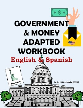 Preview of US GOVERNMENT & MONEY ADAPTED WORKBOOK - Bilingual English & Spanish