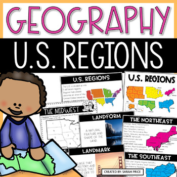 Preview of US Geography Worksheets | 5 Regions of the United States Lessons and Activities