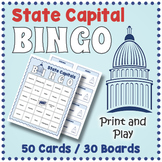 US Geography Game - State Capitals BINGO & Memory Matching