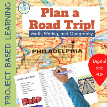 Preview of US Geography Plan a Vacation Project - Road Trip Activities with Math & Writing