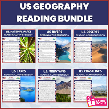 Preview of US Geography Reading Bundle | American Geography Landscapes Reading