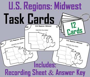 Preview of US Geography Task Cards Activity: Midwest Region of the United States