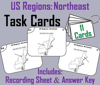 Preview of US Geography Task Cards Activity: Northeast Region of the United States