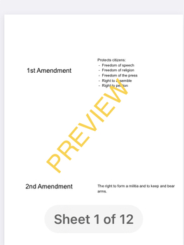 Preview of US Government & Bill of Rights Flashcards
