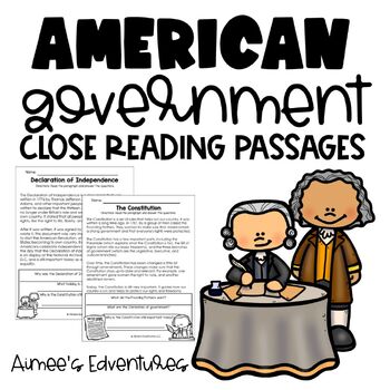 Preview of US History | Government Close Reading Passages Activity | Reading Comprehension