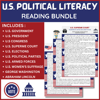 Preview of US Government Reading Comprehension Bundle |  Civics and US History Reading