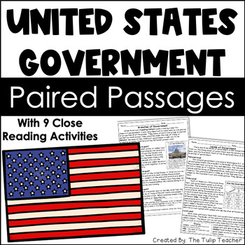 Preview of US Government Reading Comprehension Paired Passages Branches and Levels
