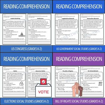 Preview of US Government Reading Comprehension Passages Bundle (Grades K-2)