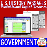 US Government - US History Reading Comprehension Passages