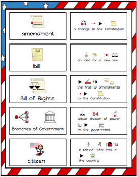 Preview of US Government Vocabulary Modified for Special Education