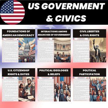 Preview of US Government and Civics Reading Comprehension Bundle | Civics Literacy