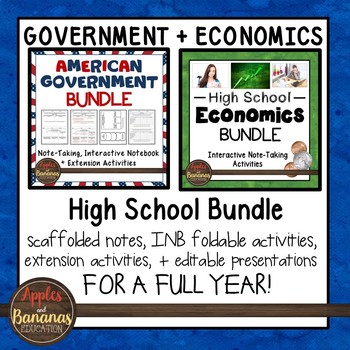 Preview of US Government and Economics Interactive Note-taking Activities Bundle