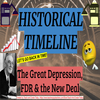 Preview of US Great Depression FDR American History Timeline Activity and Worksheet