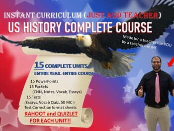 Preview of US HISTORY COMPLETE CURRICULUM (Just Add Teacher) - EVERYTHING YOU NEED!