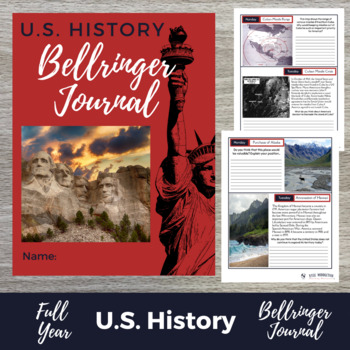 Preview of US History Bell Ringer Journal and Digital Version Bundle - 300 Bell Ringers