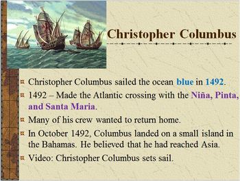 Exploration & Colonization-PowerPoint:Christopher Columbus, the New World