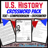 US History 1770's-1860's Comprehension Crossword Pack For 