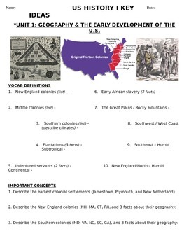 Preview of U.S. - Study Guide - Units 1-20/37 - 11th grade