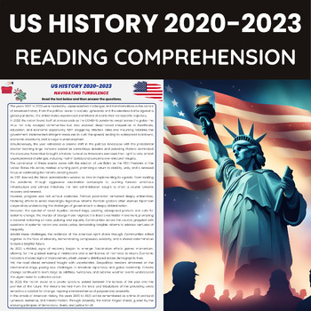 Preview of US History 2020-2023 Reading Comprehension  | US Recent History 2020s