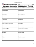 US History 8th Unit 01 European Exploration Vocabulary Ter