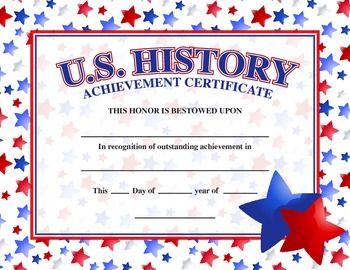Preview of US History Academic Achievement Award/Certificate