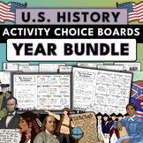 YEAR BUNDLE! US History Activity Choice Boards Grades 4, 5