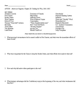 Preview of US History American Pageant (16 ed.) Chapters 20-41 Study Guides (2nd Sem)