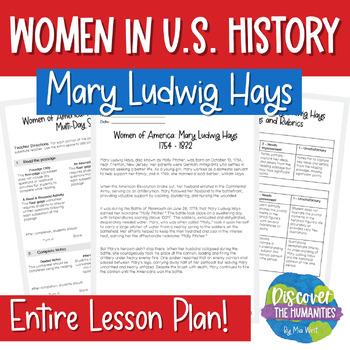 Preview of US History American Revolution | Molly Pitcher or Mary Ludwig Hays Biography